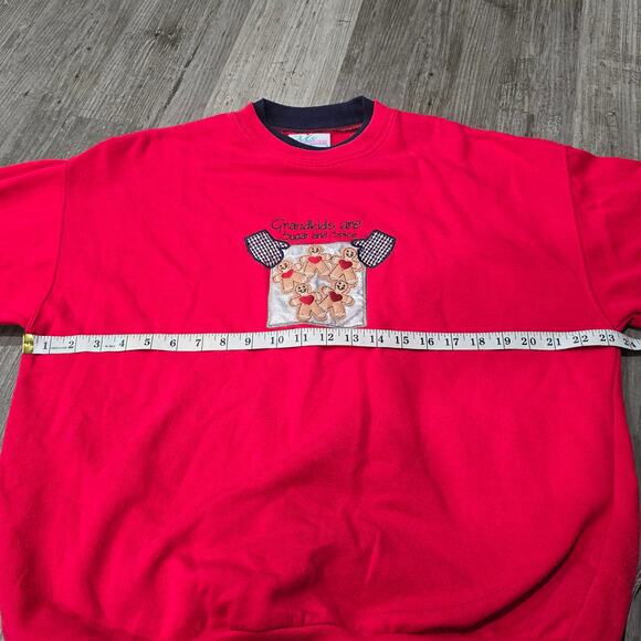Vintage Ginger Bread GRANDKIDS ARE SUGAR & SPICE Pull Over Crew Neck Sweater Top - Picture 6 of 8